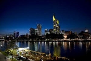 Frankfurt across the river at night