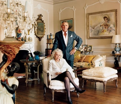 Zsa Zsa Gabor and her ninth (or so) husband, Prince Frédéric von Anhalt, at home in Bel Air