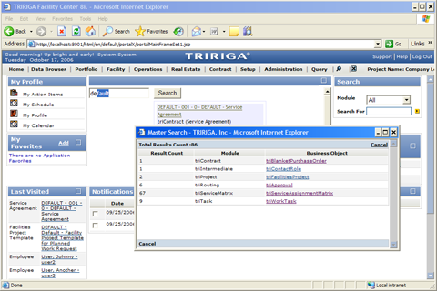 Screenshot of Tririga's building optimization software which attracted IBM