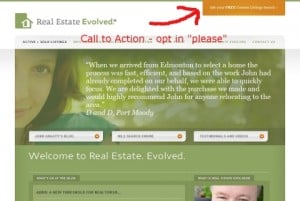 Call to action at Real Estate Evolved