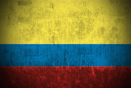 Weathered Flag Of Colombia fabric textured