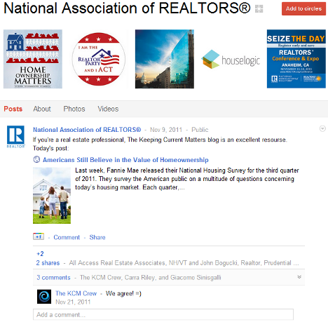 google+ national association of realtors
