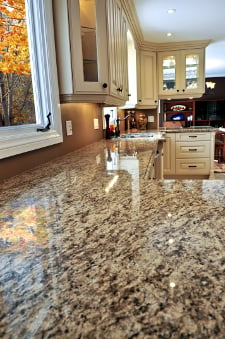 Modern luxury kitchen interior with granite countertop