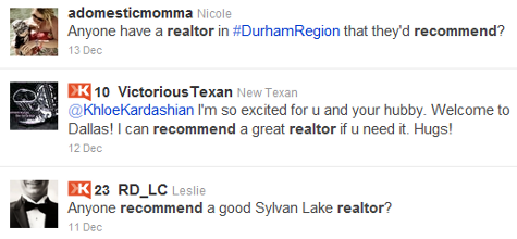 twitter search result recommend realtor