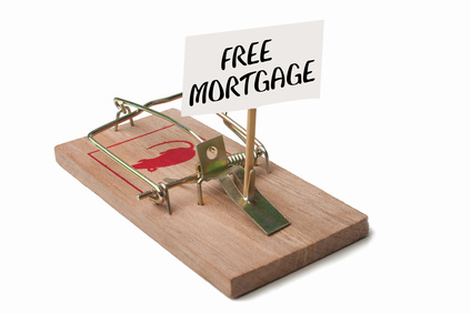 Mousetrap with free mortgage sign
