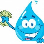 Happy Water Drop Holding Money Over A Sign