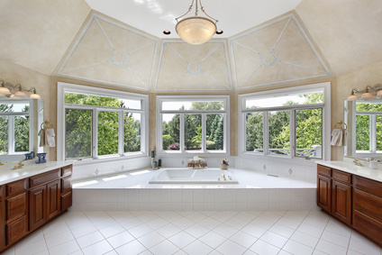 Master bath with windowed tub area