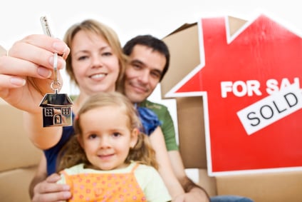 Happy new homeowners family moving concept