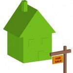 3d house with for sale sign out front