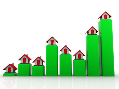 Real estate chart Shows a rise in prices for real estate