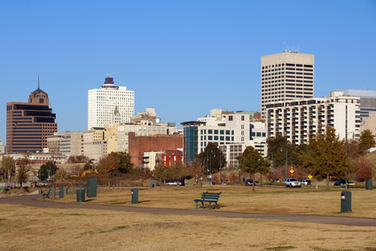 Memphis skyline from Tom Lee park Tennessee