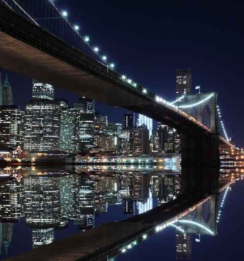 Brooklyn Bridge and Manhattan Skyline At Night New York City