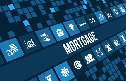 Mortgage concept image with business icons and copyspace