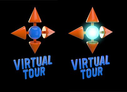 Icon virtual tour 3D on black background
