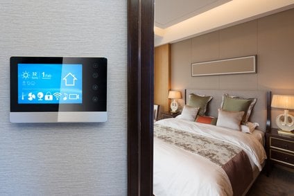 digital screen with luxury bedroom in smart home