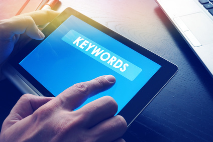 Word Keywords on a tablet as a part of SEO