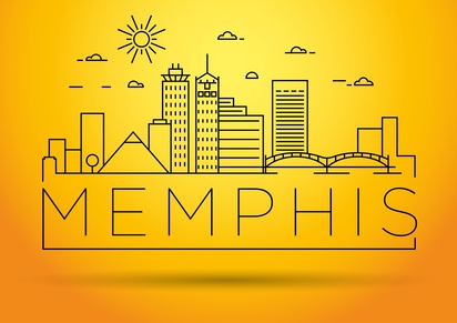 Minimal Memphis Linear City Skyline with Typographic Design