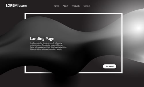 Black and white website landing page design