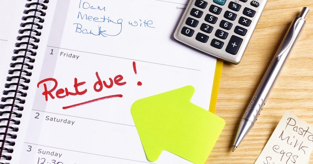 Rent due deadline in diary