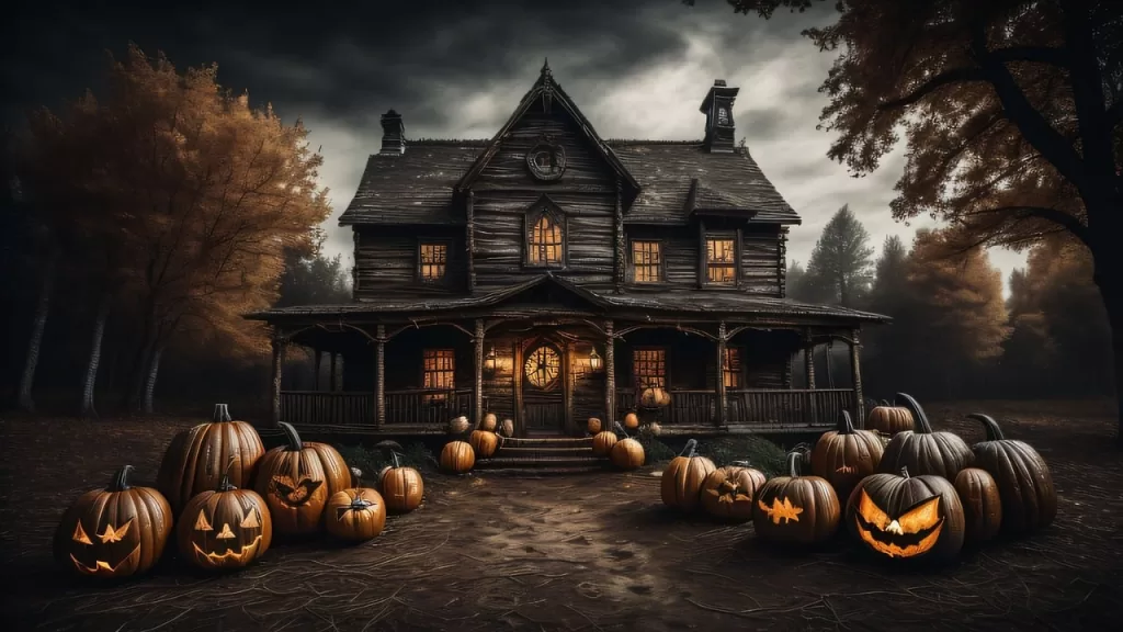 Halloween house with Jack O Lanterns