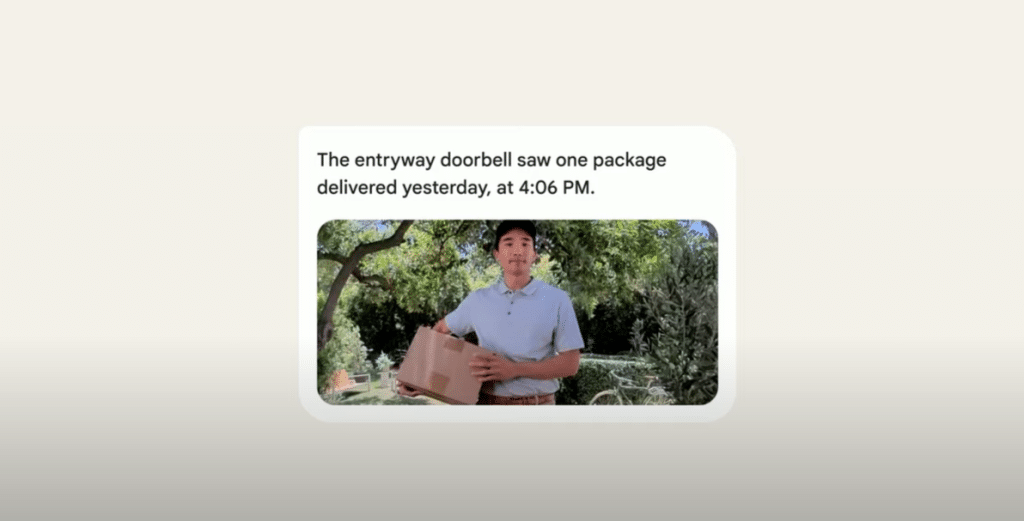 Nest doorbell package delivery video screenshot