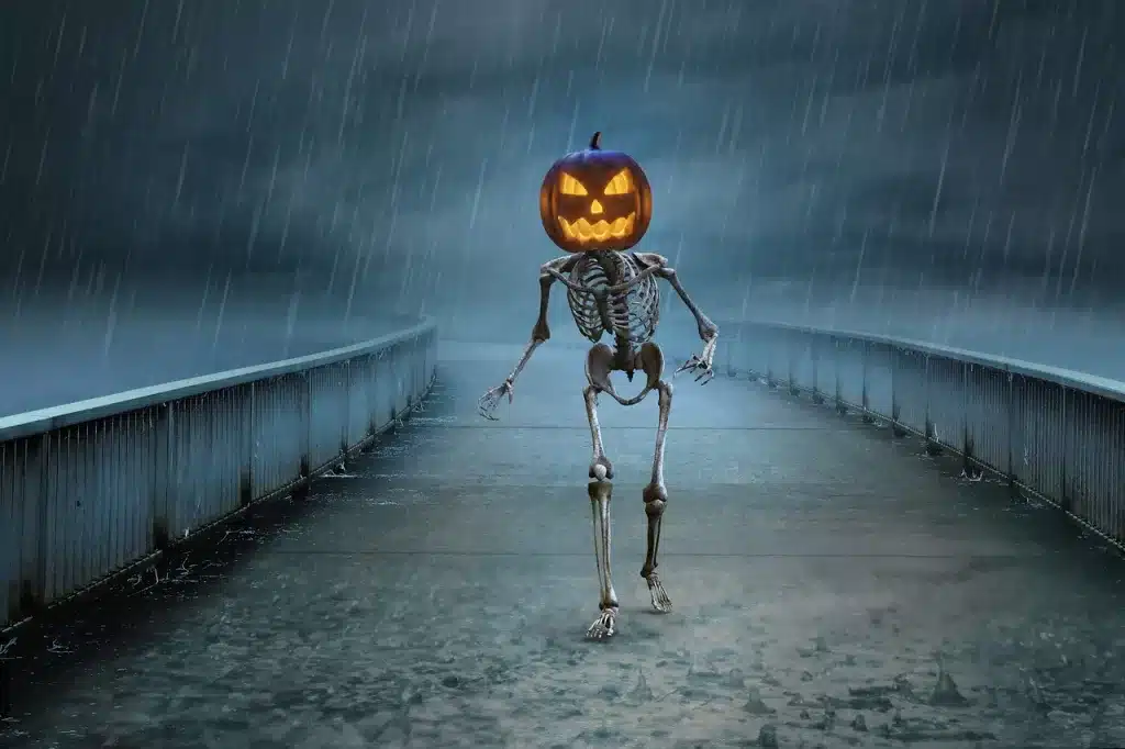 halloween skeleton rain
