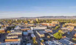 aerial view of fort collins downtown